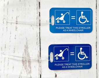 Aluminum Stroller as Wheelchair Tag - Double Sided - Choice of Color