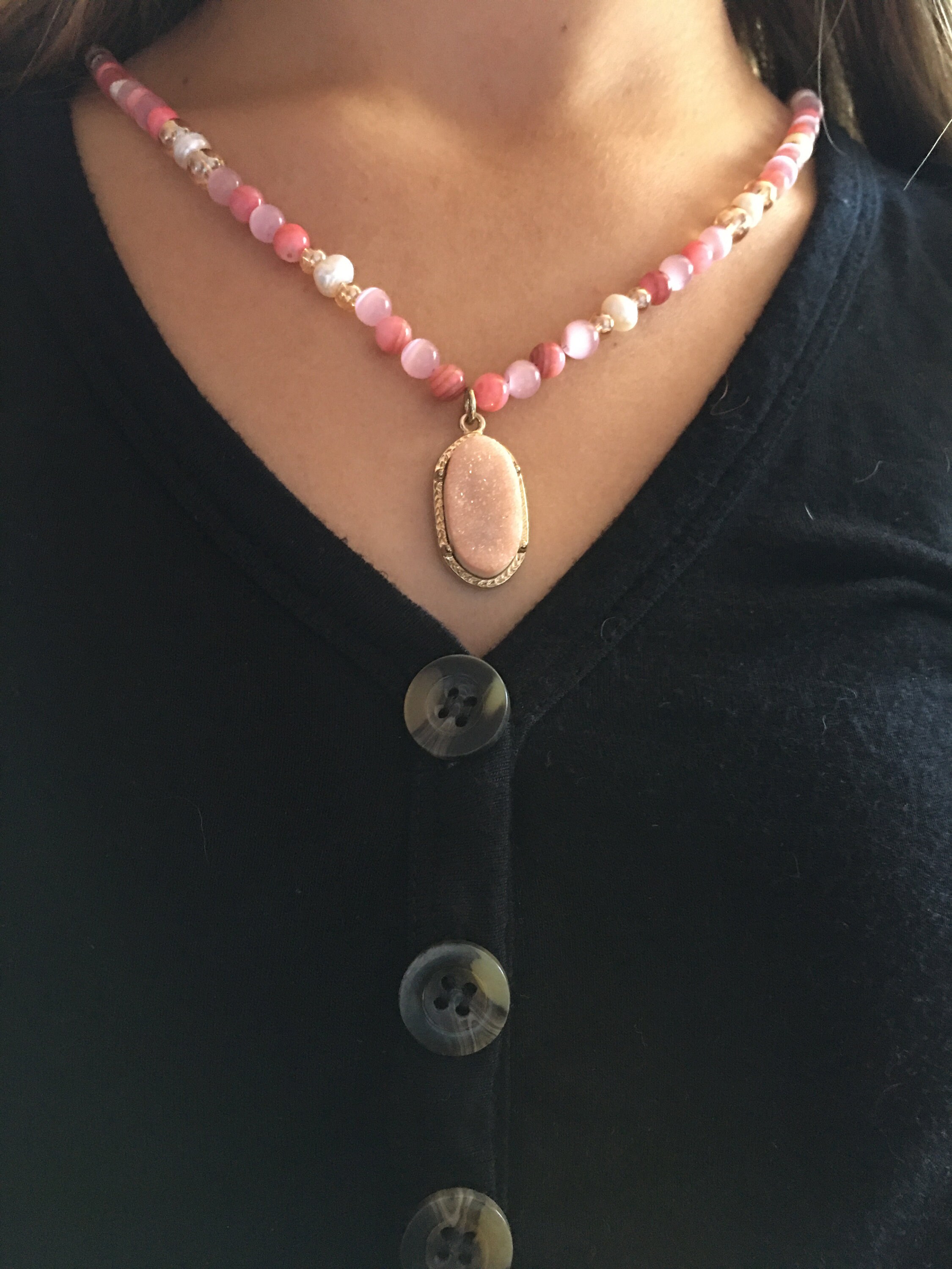 Long pink necklace jewelry gemstone necklace pink necklace Etsy