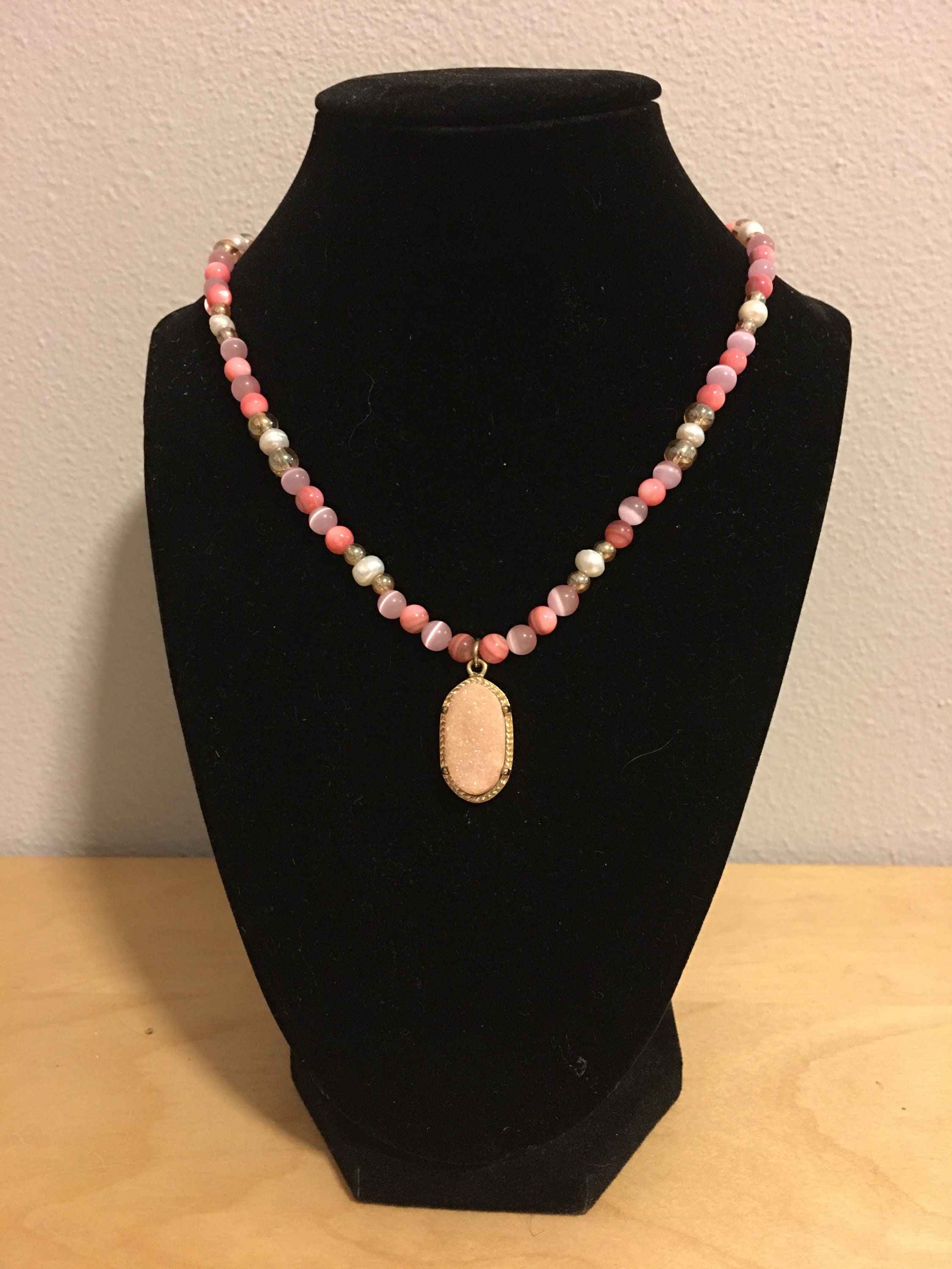 Long pink necklace jewelry gemstone necklace pink necklace Etsy