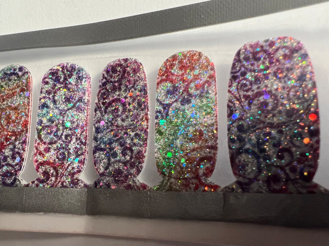 ADULT 100 Nail Polish Strips Paisley Glitter Etsy