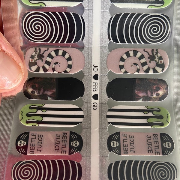 Adult 100% Nail Polish Strips Exclusive It’s Show Time Glows in the Dark Beetle juice