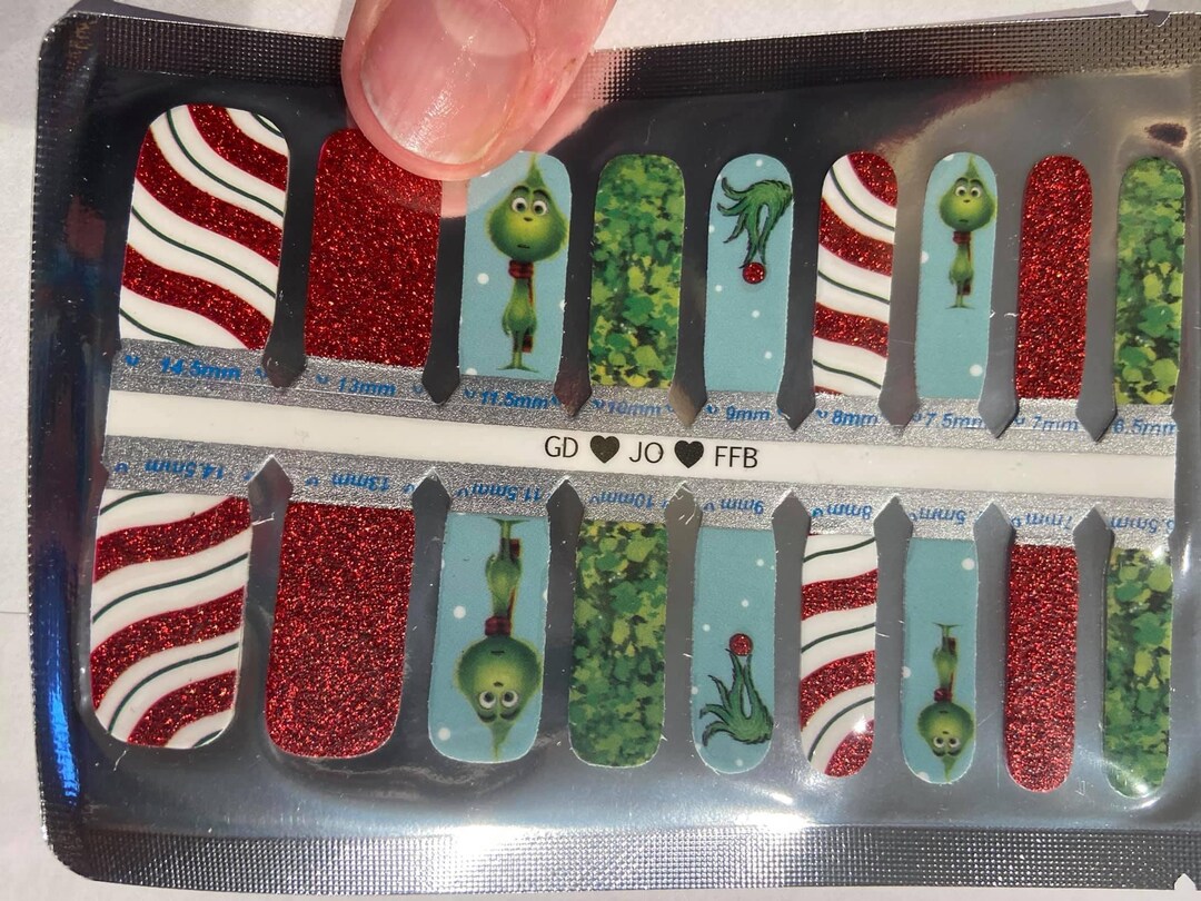 Kids 100 Nail Polish Strips Exclusive Grinch comes in Adult Etsy