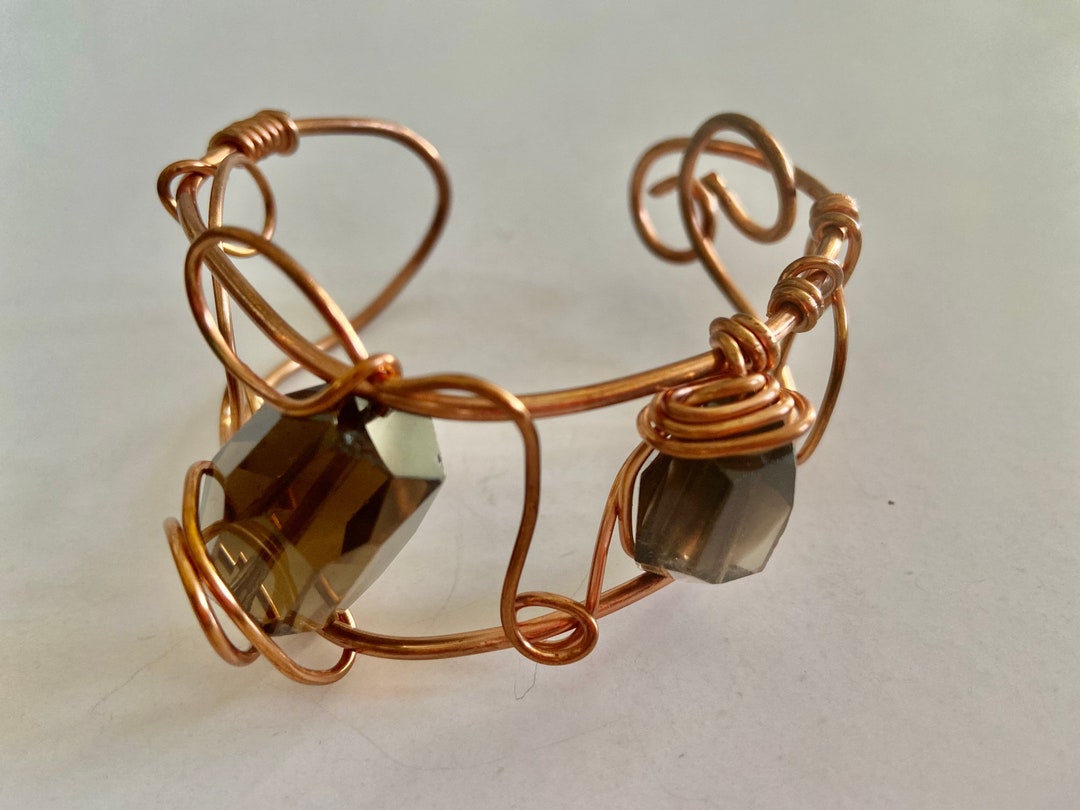 Handmade Copper Wire Bracelet Beaded Wire Wrapped Jewelry Etsy UK