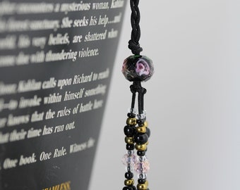 Black crystal beaded bookmark, book accessories for diaries, journals and books