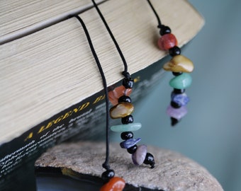 Stone beaded bookmarks, String book thong, page holder for diaries and journals, Accessories for books