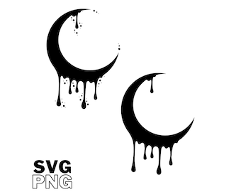 Dripping Crescent Moon SVG and PNG, Files for cricut, silhouette machine, and laser cutters, digital download art
