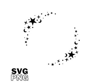 Star Dust Circle Frame SVG & PNG, Celestial galaxy frame, files for cricut, silhouette machine, and laser cutters, digital download art