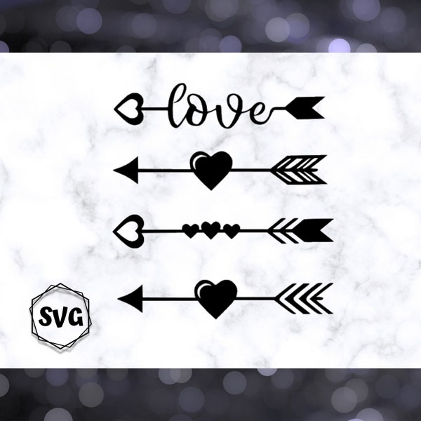 Heart Arrows SVG files for cricut, silhouette machine, laser cutters, digital download art