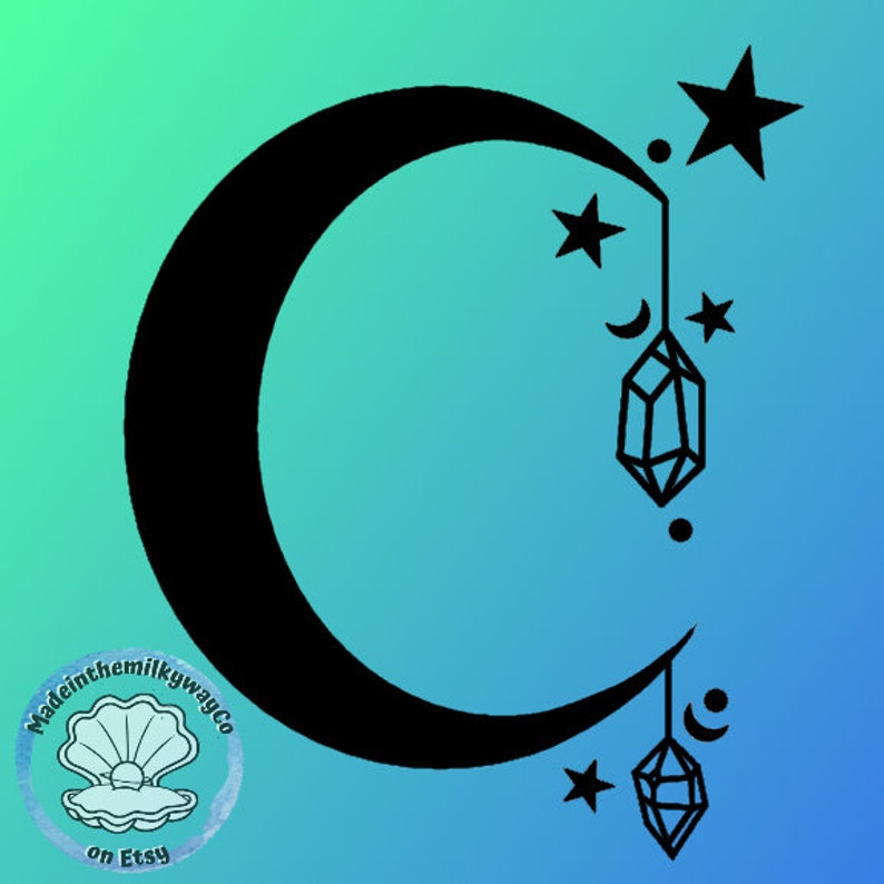 Crystal Moon SVG and PNG Files for Cricut Silhouette Etsy