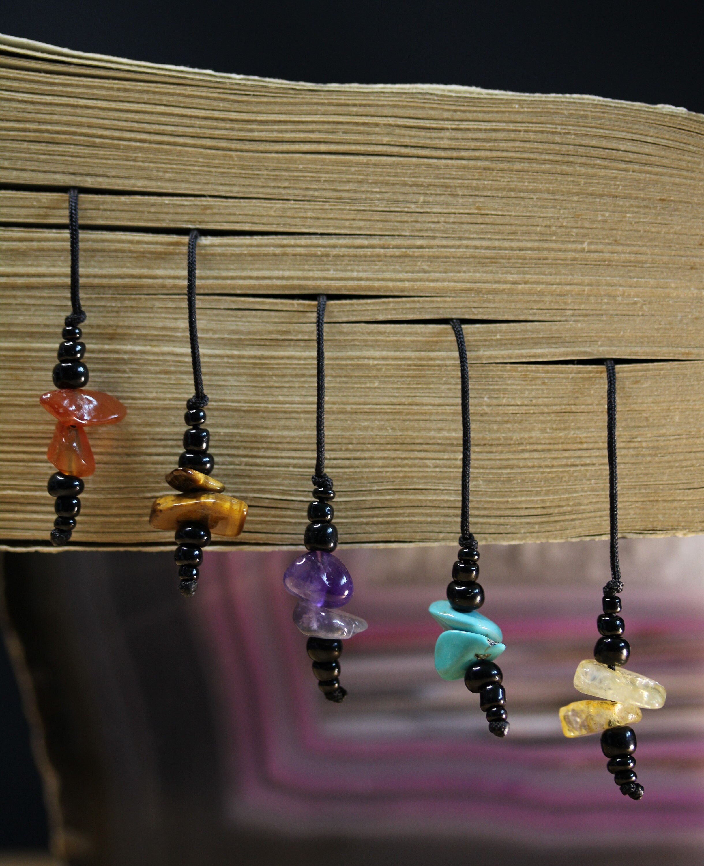 Beaded Bookmark String Bookmark Book Thong Natural Etsy