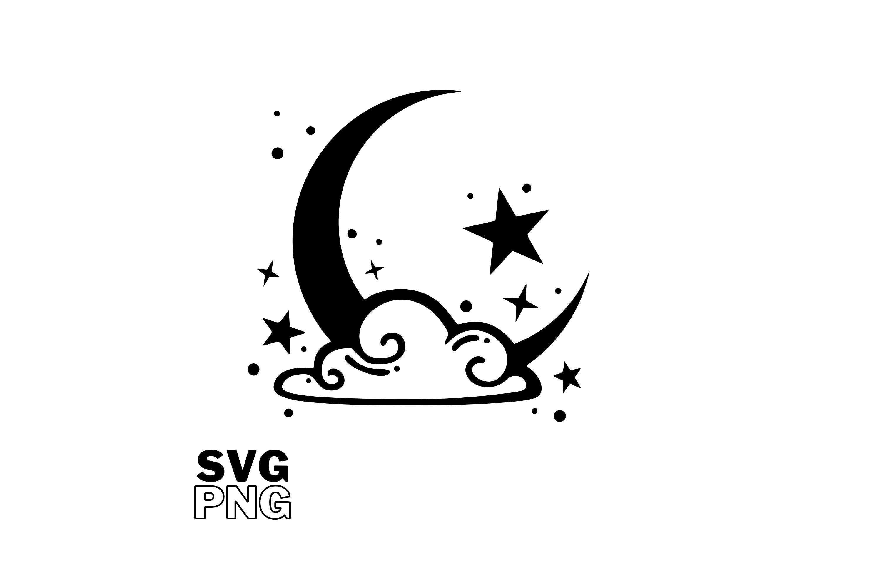 cali≠gari / 「0」補足版 (Moonrise Silhouette) Crescent Moon Clouds SVG: Celestial Clip Art (digital Download) - Etsy