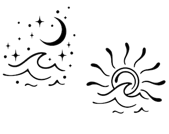 Sun and Moon summer wave SVG and PNG files for cricut, silhouette machine, laser cutters, digital download art