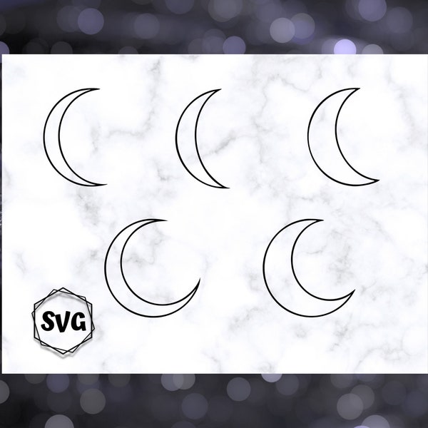 Moon outline SVG bundle, Crescent moons, files for cricut, silhouette machine, laser cutters, digital download art