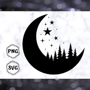 Forest Moon SVG and PNG files for cricut, silhouette machine, laser cutters, digital download art