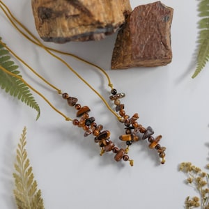 Tiger&#39;s Eye Beaded Bookmark: String Book Thong, Journal Accessory