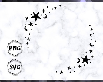 Star Dust Circle Frame SVG & PNG, Celestial galaxy frame, files for cricut, silhouette machine, and laser cutters, digital download art