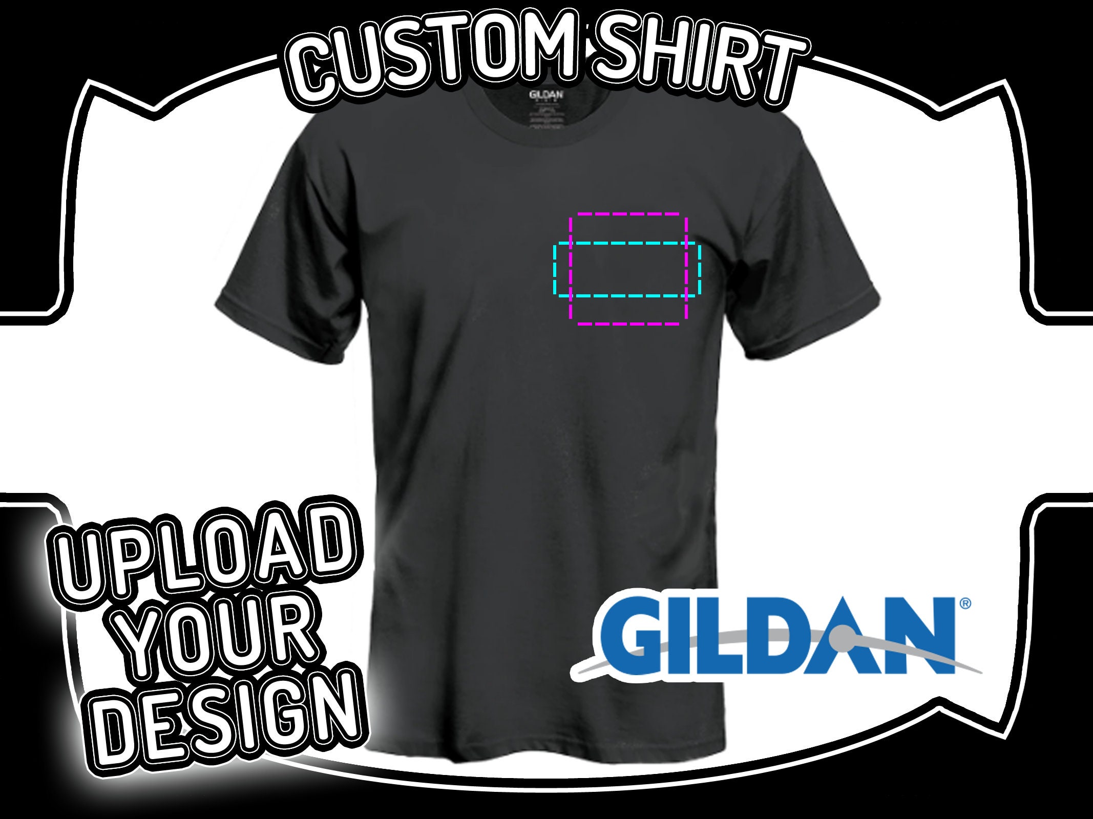 Gildan - Tasche Größe Custom - schwarzes Shirt