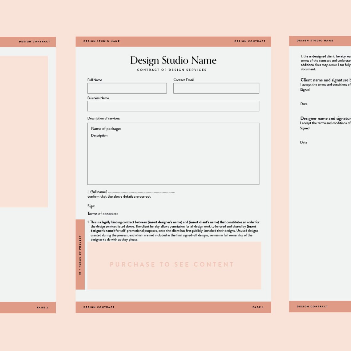 Design Contract Template | Indesign and Word | Sunday Studio - Etsy