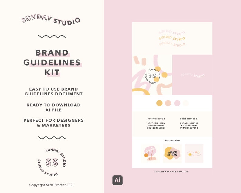 Customisable Brand Guidelines Document Kit Design Template for Etsy UK