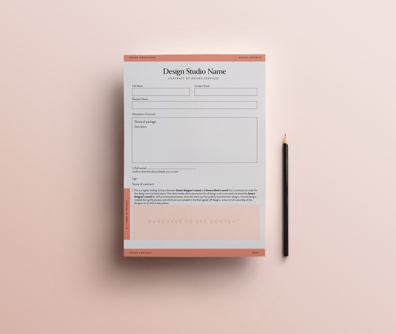 Design Contract Template | Indesign and Word | Sunday Studio - Etsy