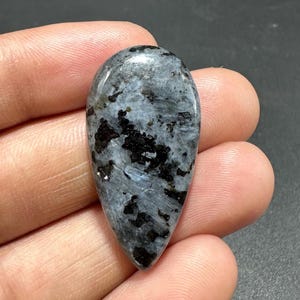 AAA Quality Natural Larvikite Gemstone, Larvikite Pear Cabochon, Loose Big Size Cabochon, Gray Fire Moonstone Birthday Gift, Gift For Her