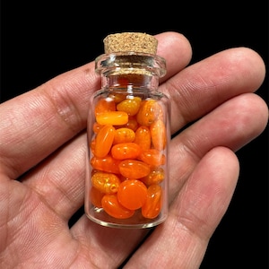 Orange Ethiopian Opal Glass Bottle, Opal Healing Crystal, Opal in Jar, Opal Chips Bottle, Birthday Gift, Graduation Gift, Anniversary Gift