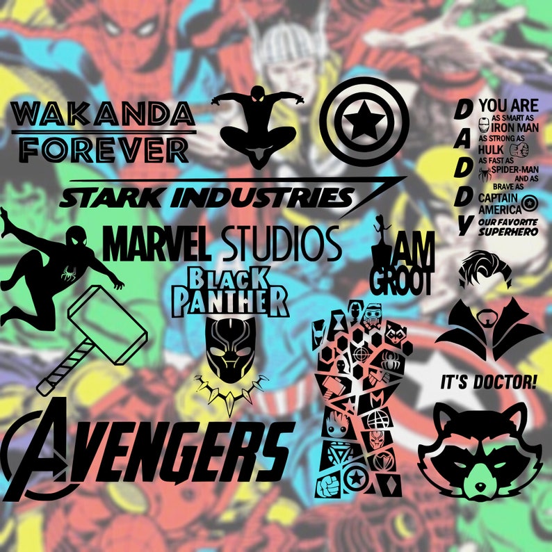 Download 20 SVG Instant Digital Download Superhero Marvel Bundle ...