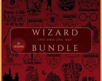 25 Wizard SVG PNG JPG DXf Instant Download Bundle, For Cricut or Silhouette