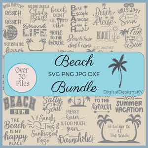 Plus de 30 images de plage SVG PNG JPG DXf en téléchargement numérique instantané, pour Cricut ou Silhouette