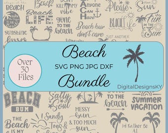 30+ Beach SVG PNG JPG DXf Instant Digital Download Bundle, For Cricut or Silhouette