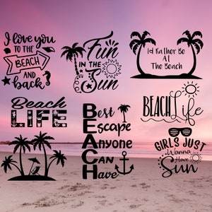 20 SVG PNG JPG Dxf Instant Digital Download Beach Bundle, for Cricut or ...