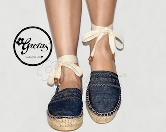 Handmade Espadrilles/ Denim Espadrilles/ 100% Handmade/ Handcrafted Espadrilles/ Alpargatas/ Women Shoes/ Women Sandals/ Espadrilles