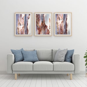 Nature photography Wall Art set of three Prints triptych Birch Bark Birch Tree artwork Extra Large Canvas Wall  Decor California tree bark