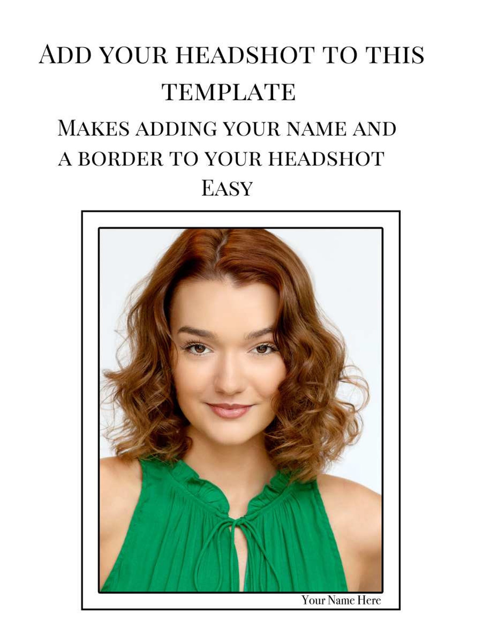 Customizable Digital Headshot Template Acting Name Headshot Border With ...