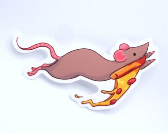 Pizza Rat Sticker, Cute Animal Stickers for Laptop, Pet Rat Sticker, Pizza Lover Gift, Funny Animal Stickers for Pet Parent,