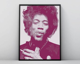 Jimi Hendrix, Purple Haze Wall Art Print, Music Icon, Iconic, Motivational, Quote, Printable Digital Download