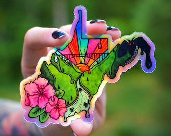 West Virginia State Sticker: Holographic Waterproof Vinyl Decal
