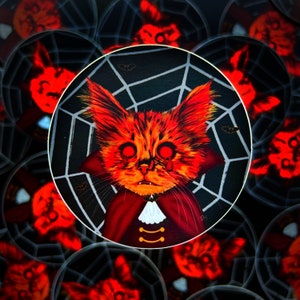 Vampir Kitten Gollum Holographic Sticker, Katze Sticker, Pflege Sticker, Katze Dekor, Feral Cat, PflegeKätzchen, Halloween Sticker, Vamp, Fledermäuse