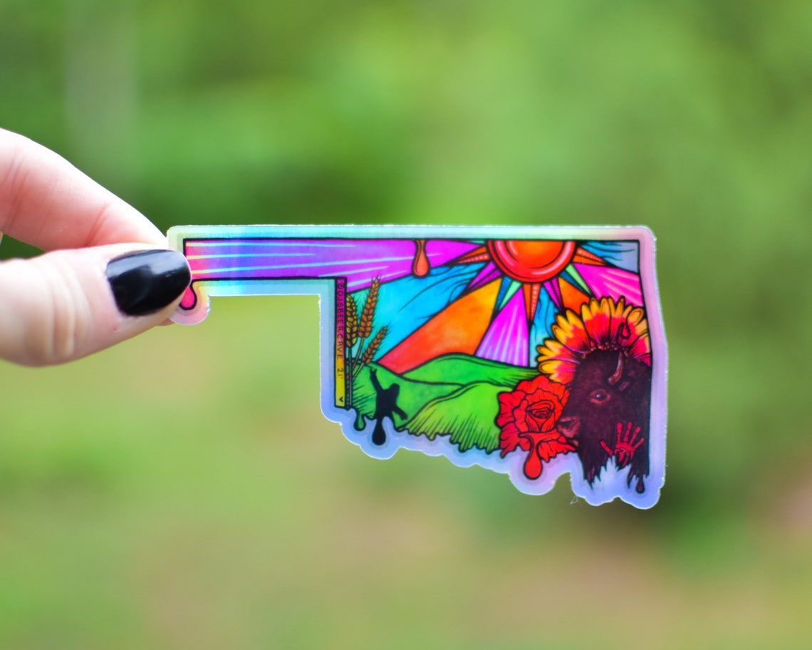 Oklahoma Holographic Sticker Waterproof Decal OK Car Decal Etsy