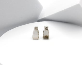 Pendientes de salero y pimentero, decoración vintage de cocina, condimento para comida, accesorio de chef divertido para mujer, joyería para niñas pequeñas.