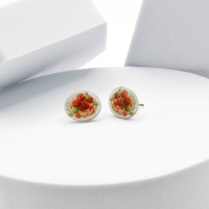 Brincos de espaguete e almôndegas, brincos de prato de macarrão, presente para amantes da comida italiana, acessório de moda para amantes da comida, joias de comida em miniatura, hipoalergênico