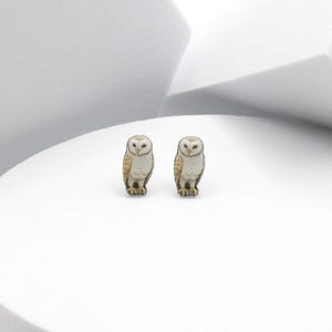 Barn Owl Earrings, Bird Stud Earrings, Cute Nature Animal Lover Gift, Avian Women’s Fashion Accessory, Tiny Bird Watcher Girls&#39; Jewelry