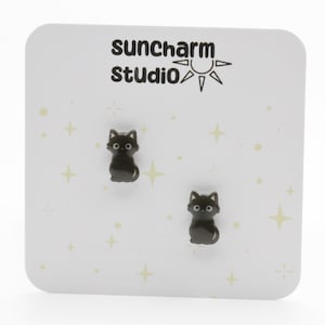 黒猫のイヤリング、ハロウィンの子猫のスタッド、不気味な子猫好きへのギフト、小さなペット動物のジュエリー、魔女のような魔法の女性用ファッションアクセサリー