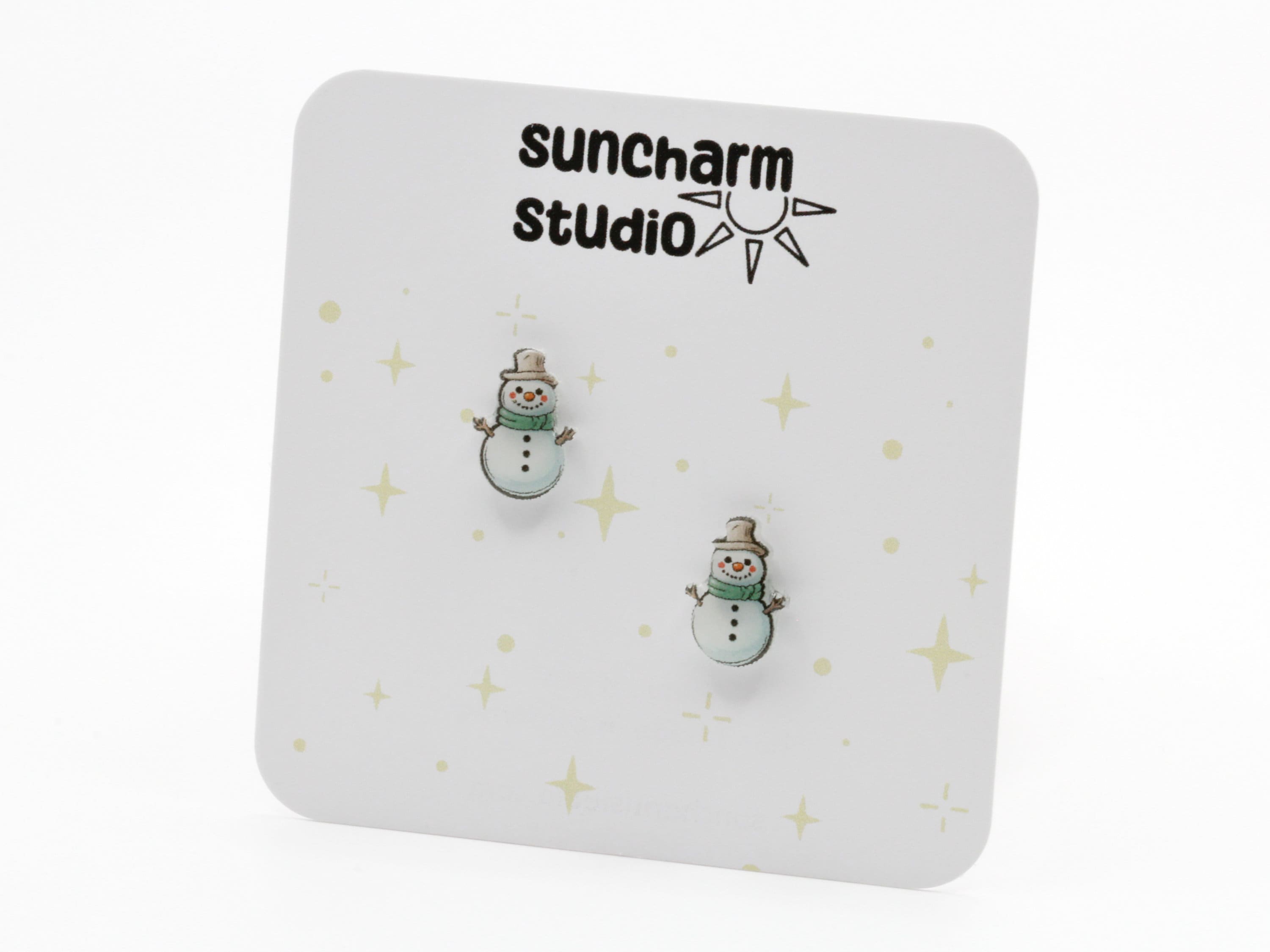 Snowman Earrings, Christmas Stud Earrings, Winter Holiday Studs