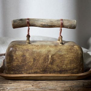 Handmade Butter Dish with Wooden Handle