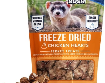 Gefriergetrocknete Hühnerherz-Leckereien für Frettchen - 1 Unze wiederverschließbarer Beutel für Frettchen und andere kleine Haustiere - Frettchenfutter
