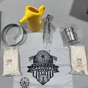 American Carnival Mart Funnel Cake Kit- Includes Funnel, Funnel Cake Mix, Tongs