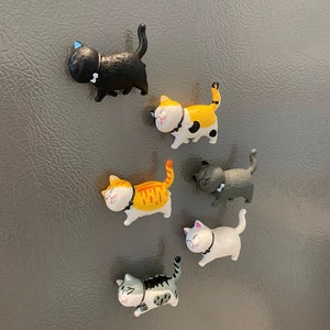 6 Cute Handmade Cat Lover Refrigerator Magnets, Funny Cat Magnets Colors Vary, Funny Fridge Magnet, Cat Lover Gifts, Hand Painted Magnets