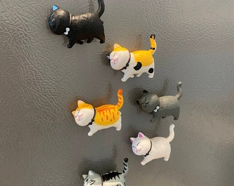 6 Cute Handmade Cat Lover Refrigerator Magnets, Funny Cat Magnets Colors Vary, Funny Fridge Magnet, Cat Lover Gifts, Hand Painted Magnets