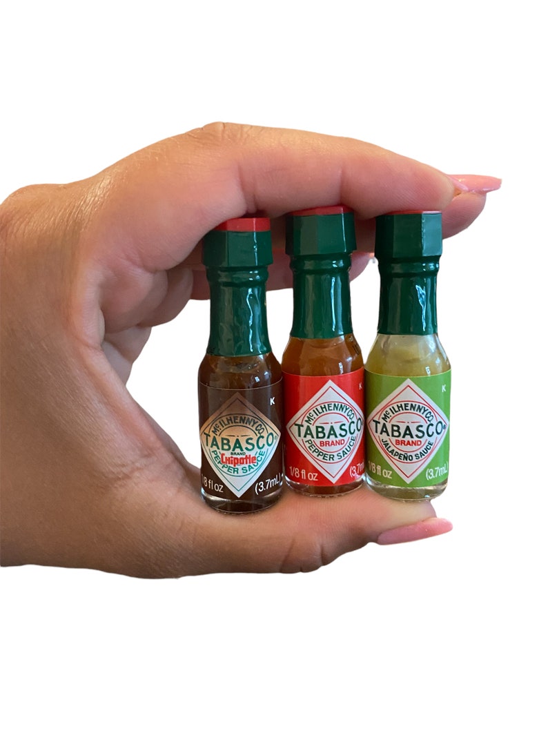 10 Mini Tabasco Sauce Bottles With Travel Tin Mini Hot Sauce Etsy